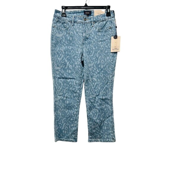 NYDJ Chloe Snow Leopard Print Slit Hem Capri Jeans w/Lift Tuck Technology Size 2 - Picture 2 of 10